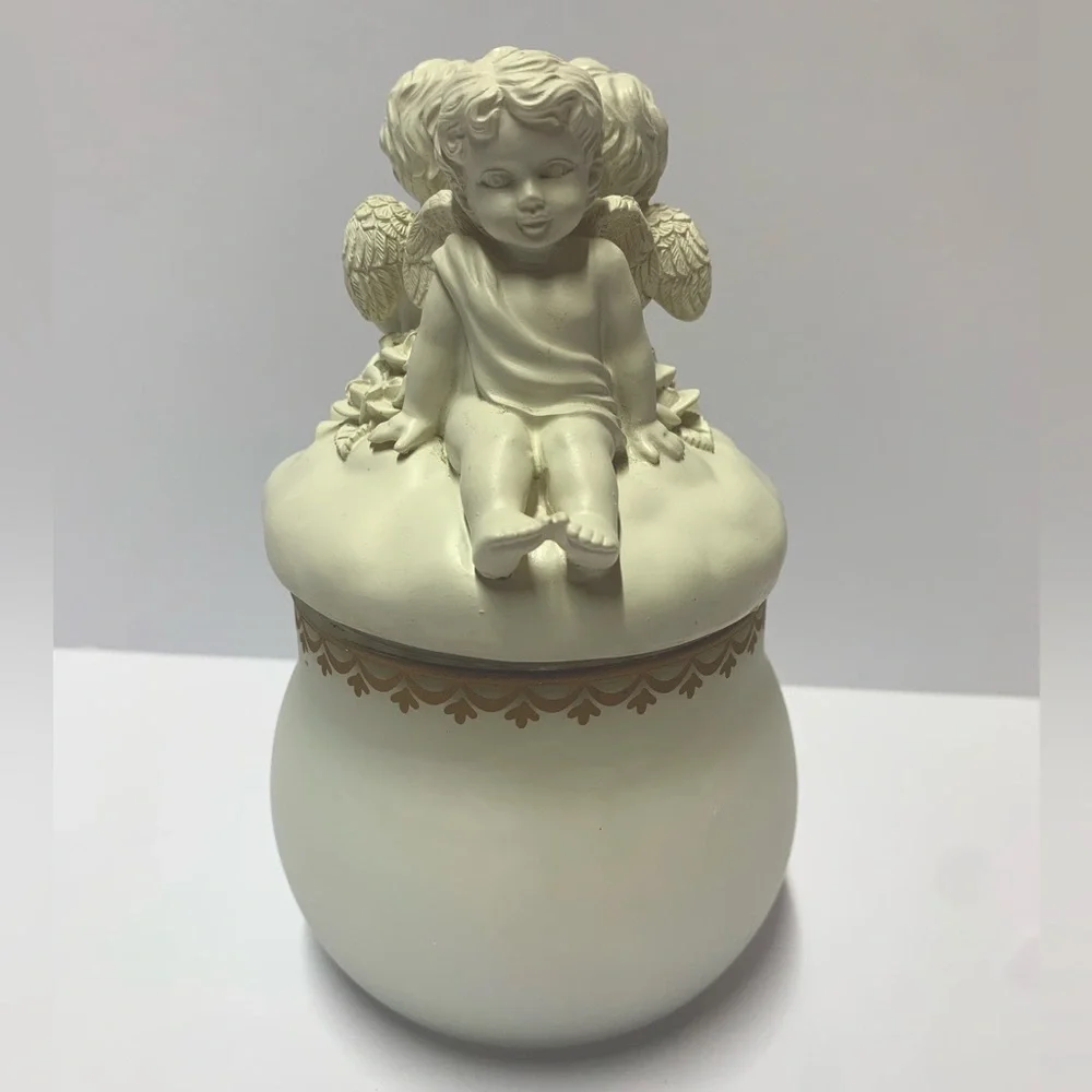 Avon Vintage Cherub Angel Candle Jar Collectible Romantic Decor